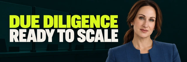 Stacy Bishop beside the headline “DUE DILIGENCE READY TO SCALE”