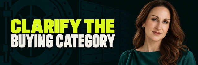 Stacy Bishop beside the headline “CLARIFY THE BUYING CATEGORY”