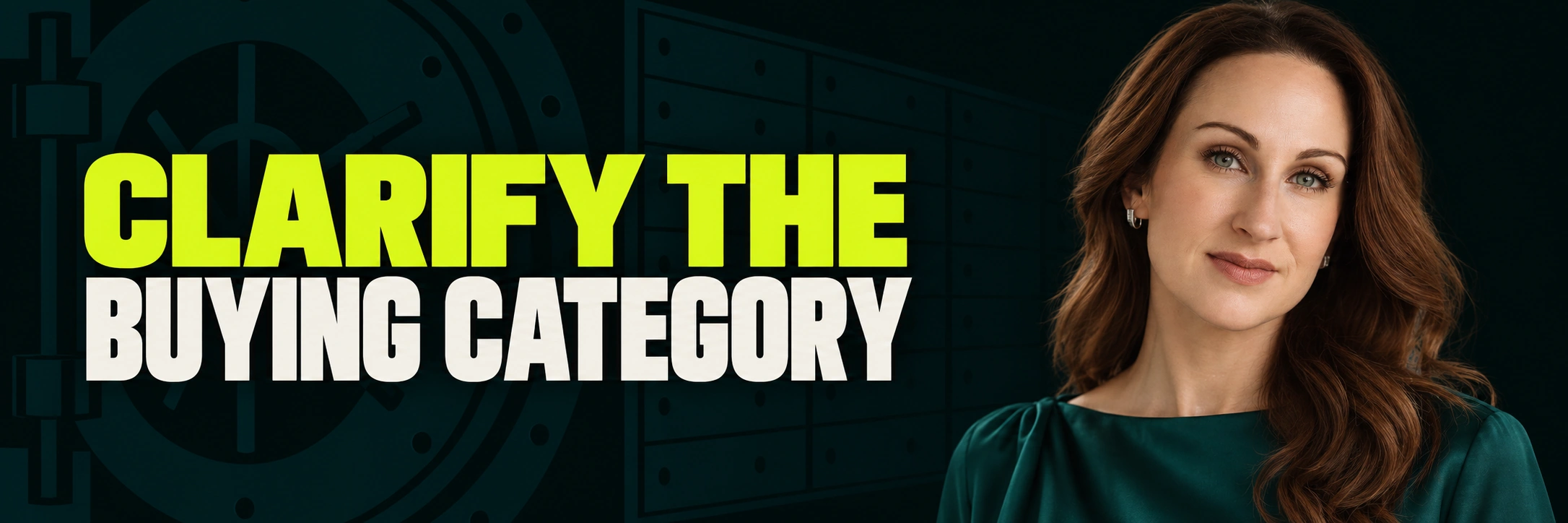 Stacy Bishop beside the headline “CLARIFY THE BUYING CATEGORY”