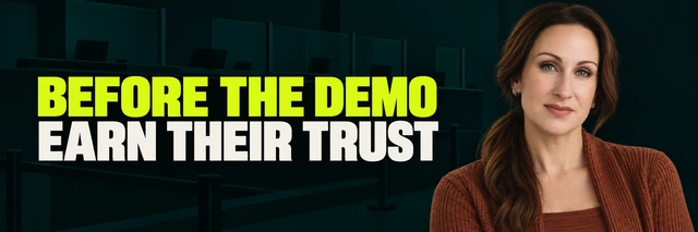 Stacy Bishop beside the headline “BEFORE THE DEMO EARN THEIR TRUST”