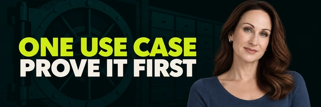 Stacy Bishop beside the headline “ONE USE CASE PROVE IT FIRST”