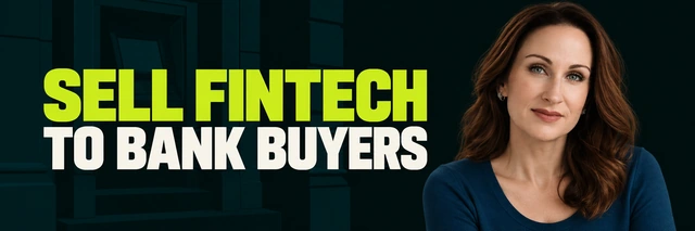 Stacy Bishop beside the headline “SELL FINTECH TO BANK BUYERS”