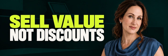 Stacy Bishop beside the headline “SELL VALUE NOT DISCOUNTS”