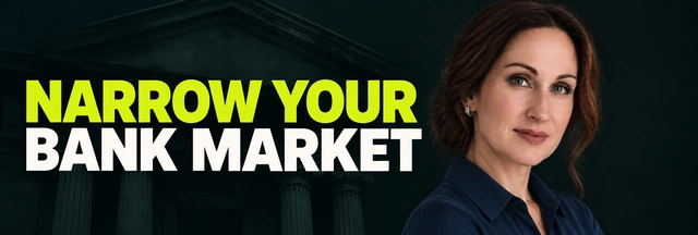 Stacy Bishop beside the headline “Narrow Your Bank Market”