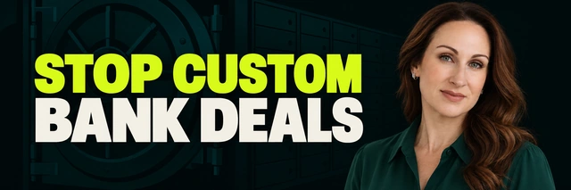 Stacy Bishop beside the headline “STOP CUSTOM BANK DEALS”