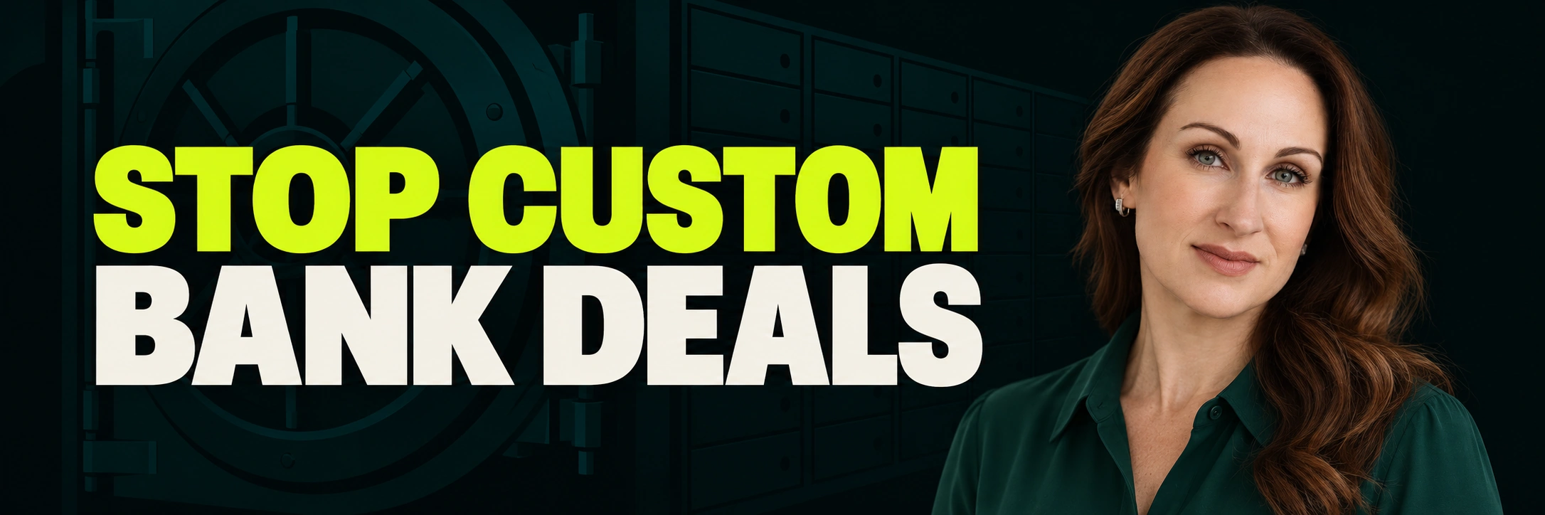 Stacy Bishop beside the headline “STOP CUSTOM BANK DEALS”