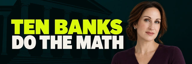 Stacy Bishop beside the headline “TEN BANKS DO THE MATH”