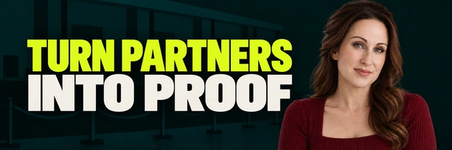Stacy Bishop beside the headline “TURN PARTNERS INTO PROOF”
