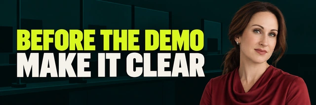 Stacy Bishop beside the headline “BEFORE THE DEMO MAKE IT CLEAR”
