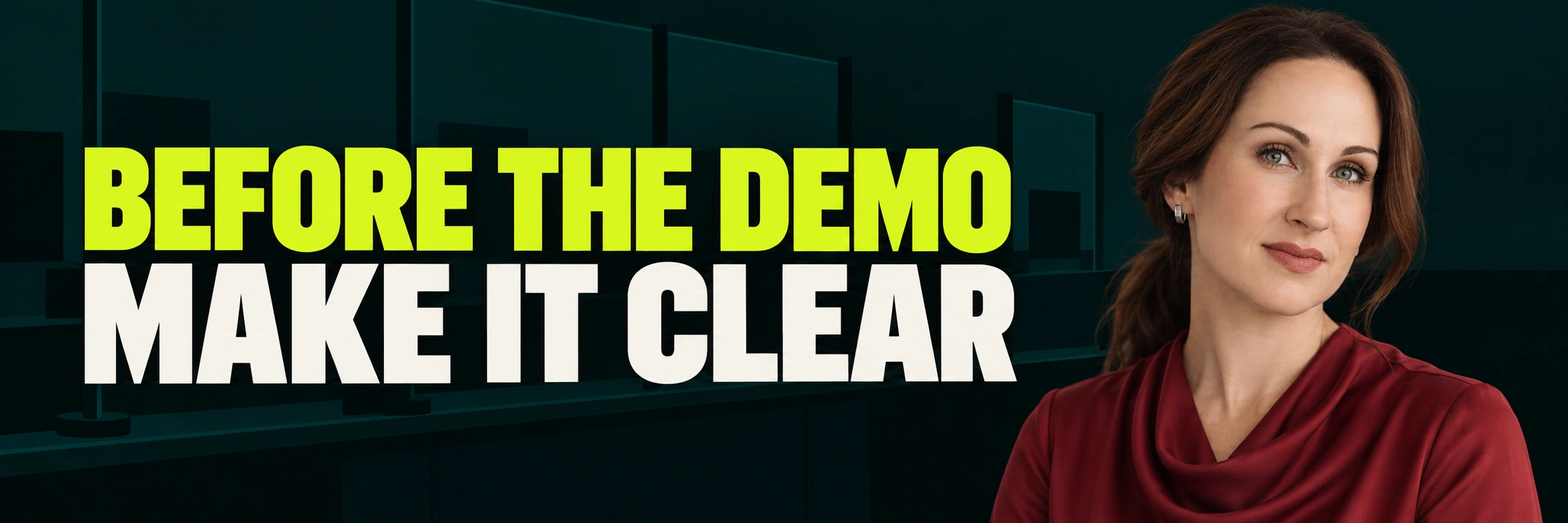 Stacy Bishop beside the headline “BEFORE THE DEMO MAKE IT CLEAR”